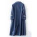 Fashion oversized long winter coat double breast outwear denim blue Notched Wool jackets